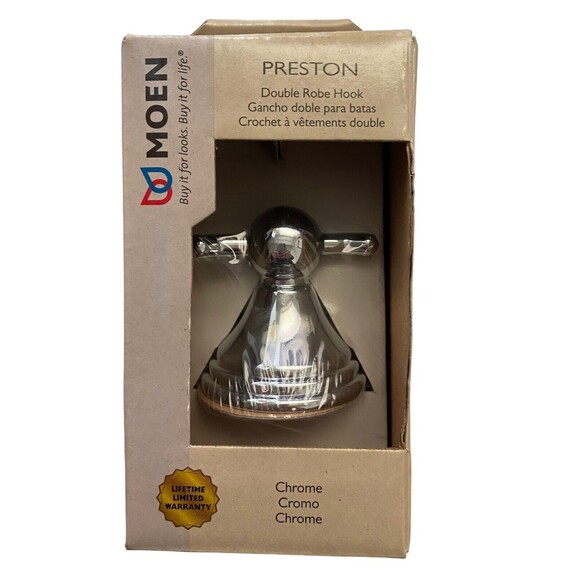 Moen Preston Double Robe Hook Chrome Die Cast Zinc NIB - Picture 1 of 6